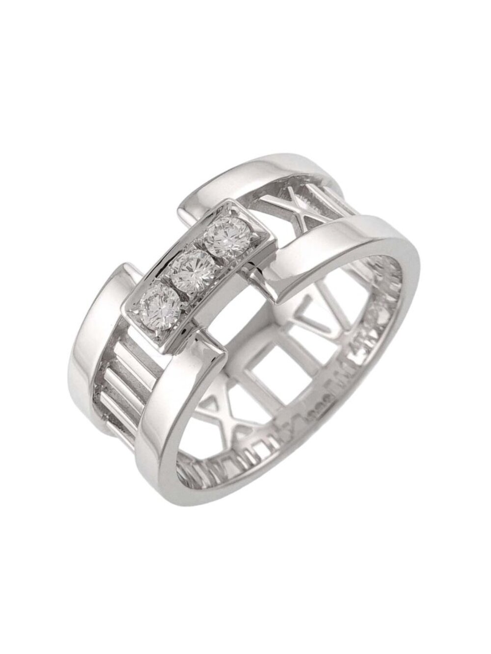 Tiffany & Co Atlas Open Heart Ring Diamond 18K White Gold
